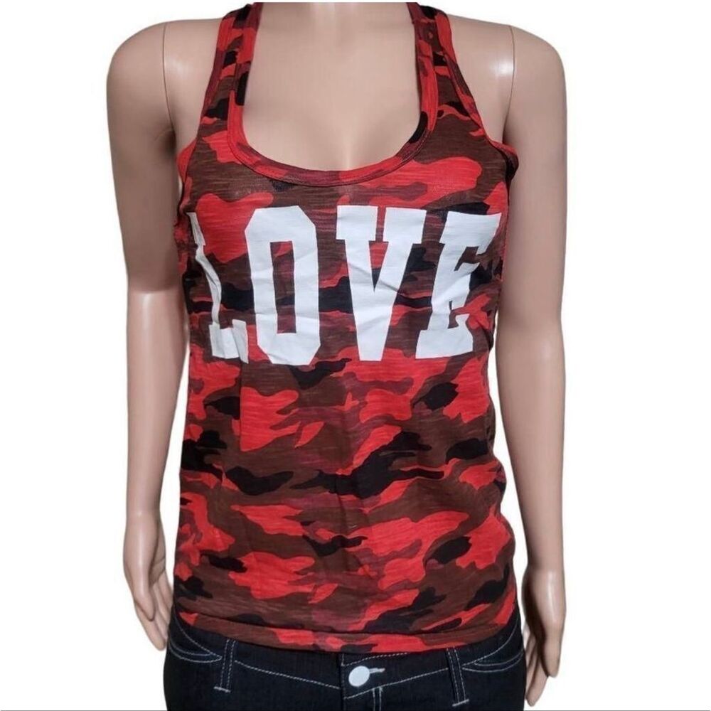 Reflex women's red camouflage racerback sleeveless tank top S